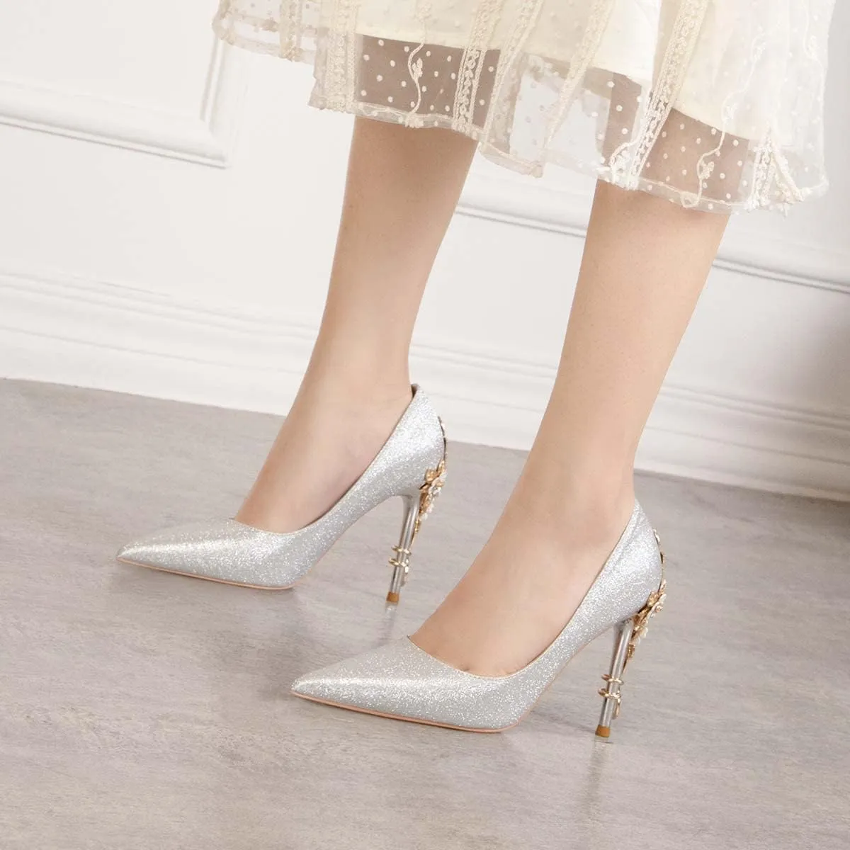 JOEupin Stiletto High Heel Shoes for Women Pointed Closed Toe Classic Slip On Dress Pumps