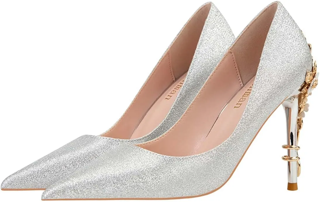 JOEupin Stiletto High Heel Shoes for Women Pointed Closed Toe Classic Slip On Dress Pumps