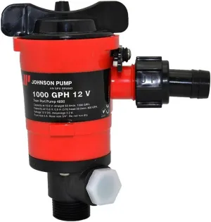 Johnson Pumps 48903 1000 GPH Aerator/Livewell Pump, Black