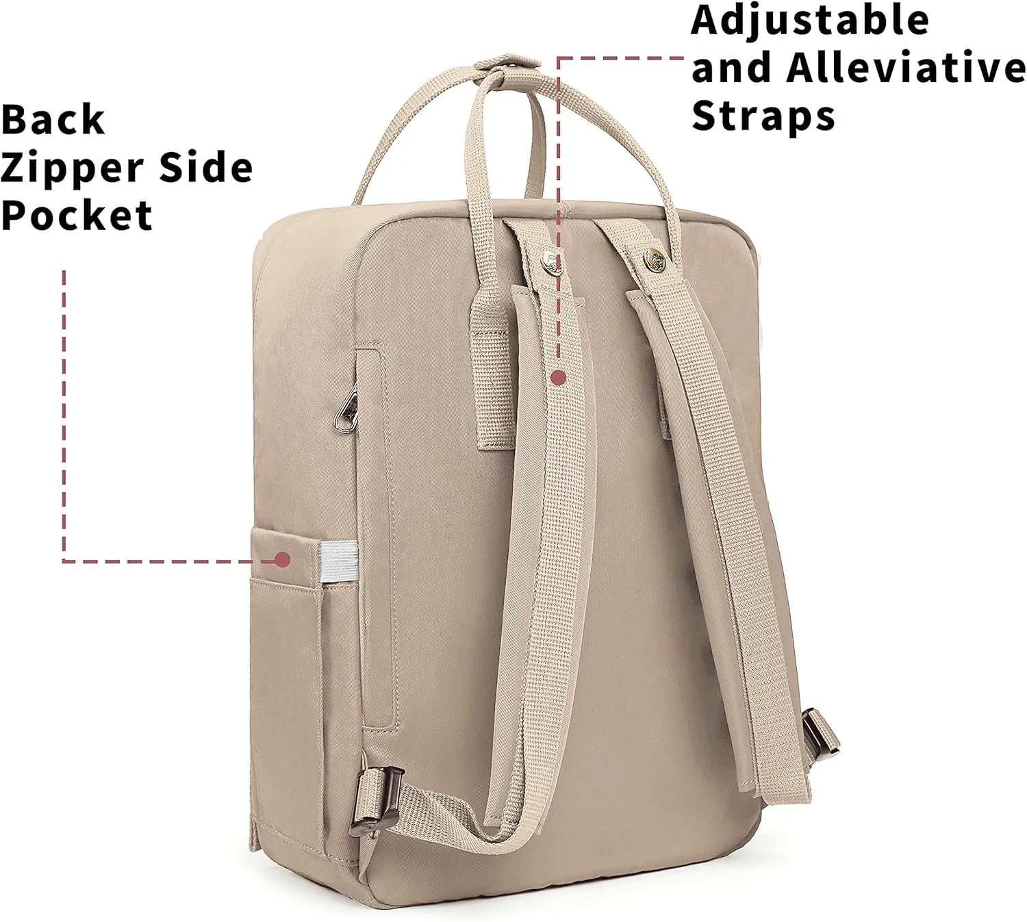 KALIDI Casual Laptop Backpack 15 Inches Classic Camping Rucksack Travel Outdoor Square Daypack College Hiking Gym Bag, Khaki