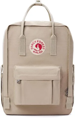 KALIDI Casual Laptop Backpack 15 Inches Classic Camping Rucksack Travel Outdoor Square Daypack College Hiking Gym Bag, Khaki