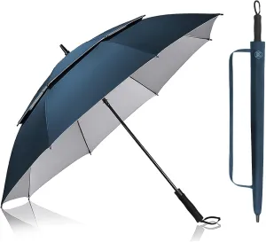 Kalolary UPF 50  UV Protection Compact Golf Umbrella,62/68 Inch Extra Large Oversize Double Canopy Vented Umbrella Windproof Waterproof for Men and Women