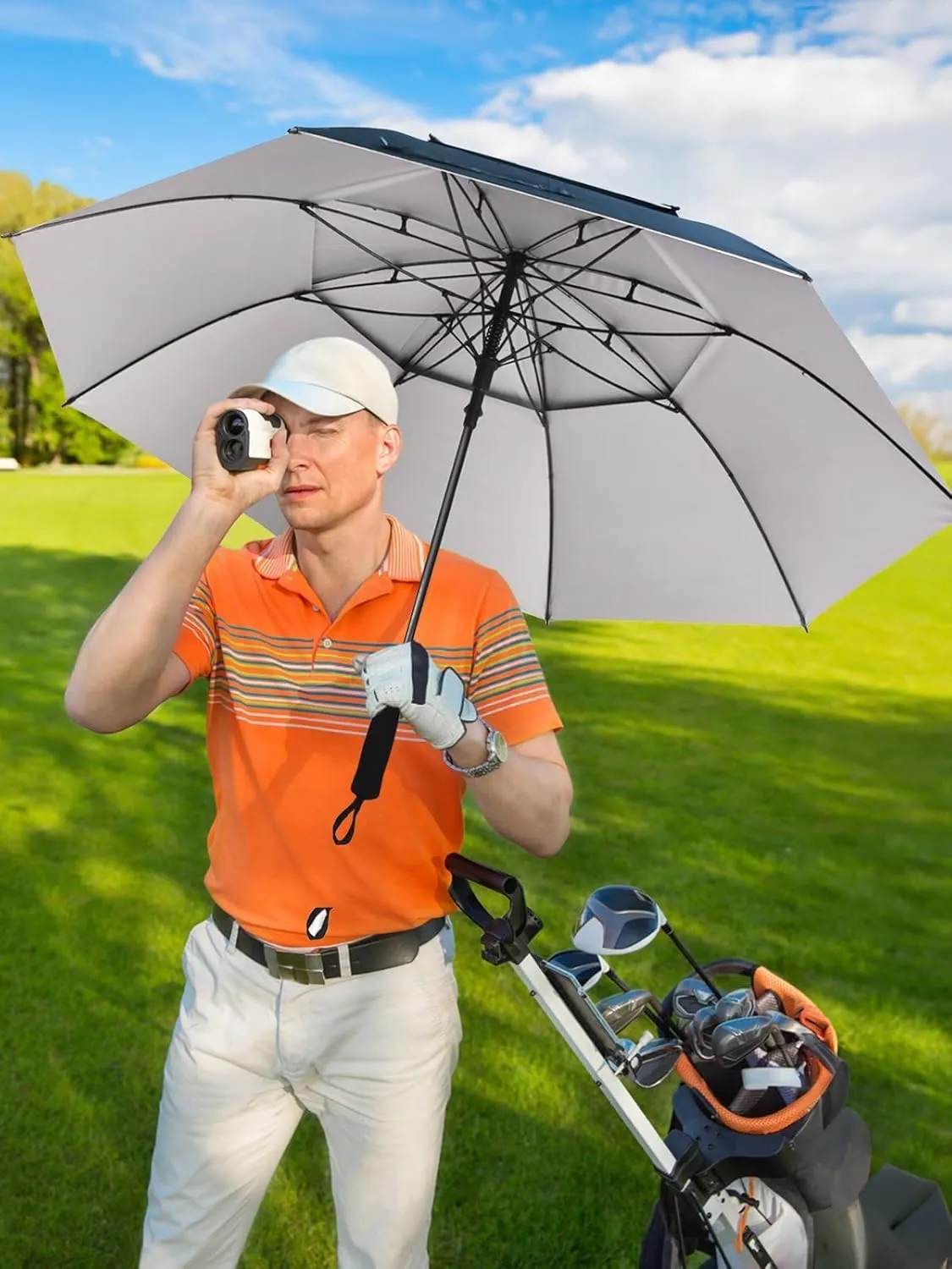 Kalolary UPF 50  UV Protection Compact Golf Umbrella,62/68 Inch Extra Large Oversize Double Canopy Vented Umbrella Windproof Waterproof for Men and Women