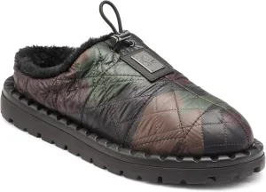 Karl Lagerfeld Paris Men's Nylon Camo Front Logo Fur Lined Sandal Slide