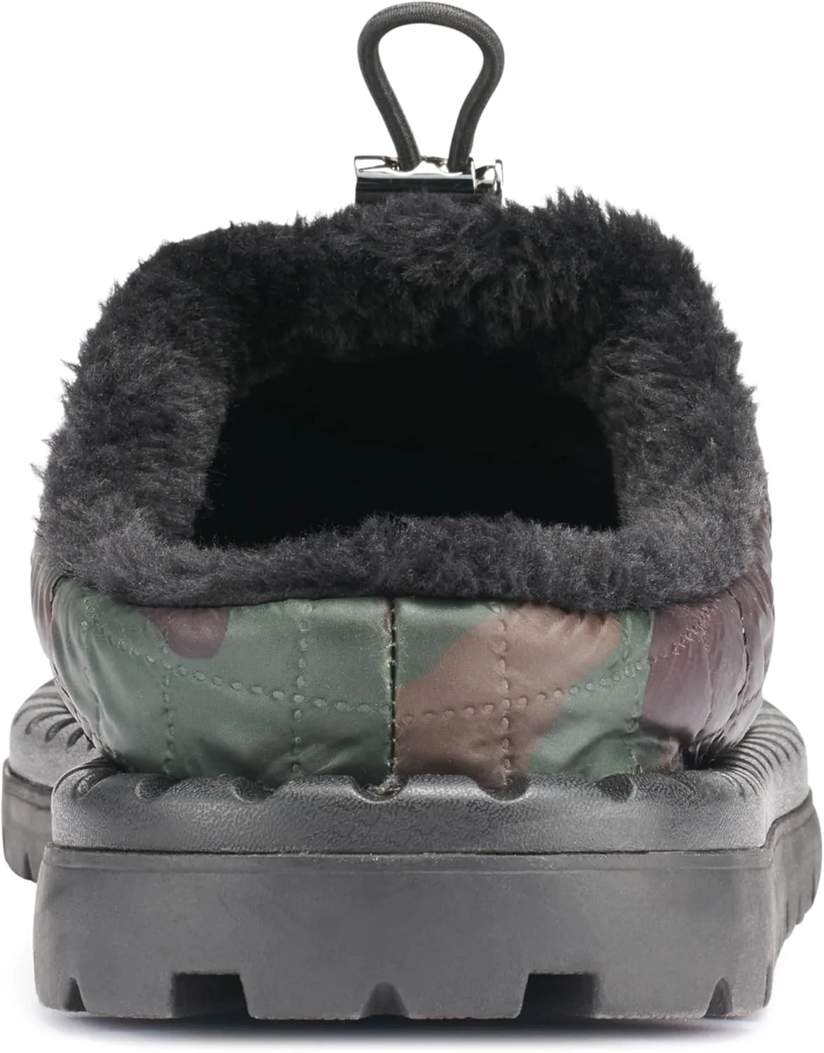 Karl Lagerfeld Paris Men's Nylon Camo Front Logo Fur Lined Sandal Slide