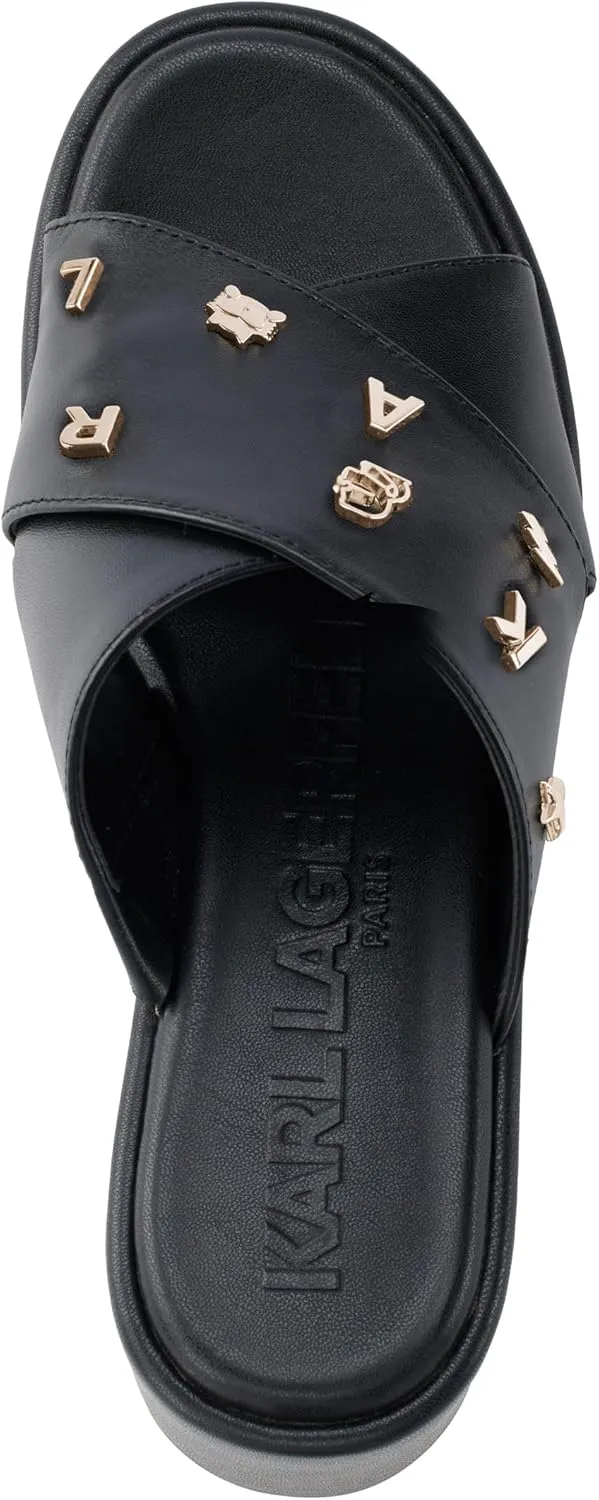 Karl Lagerfeld Paris Women's Cushioned Insole Everyday Caleigh-X Band Wedge Sandal Oxford Flat