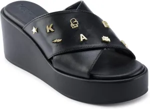 Karl Lagerfeld Paris Women's Cushioned Insole Everyday Caleigh-X Band Wedge Sandal Oxford Flat