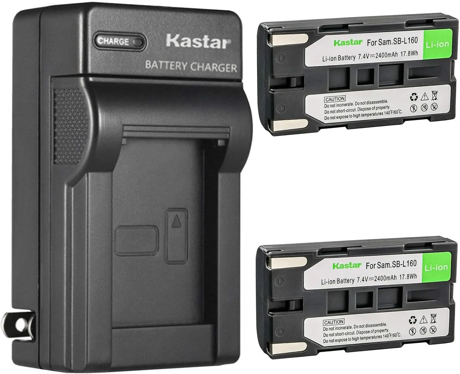 Kastar 2-Pack SB-L160 Battery and AC Wall Charger Replacement for Samsung SB-L110A SBL110A, SB-L160 SBL160, SB-L320 SBL320, SB-L480 SBL480 Battery, Medion MD9014 VP-SCD55 VPL600 VPL700 VPL800 VPL900