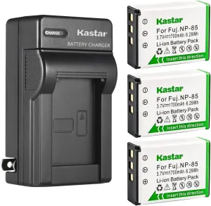Kastar 3-Pack Battery and AC Wall Charger Replacement for Toshiba Camileo X200 Camileo X400 Camileo X416 Camileo X416 HD Camileo Z100 Medion Life P47011 Life X47023 MD86423 MD 86423 MD86695 MD 86695