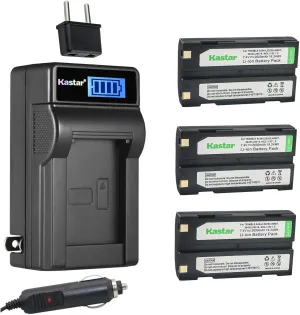 Kastar 3-Pack Ei-D-Li1 Battery and LCD AC Charger Compatible with Trimble 29518, 46607, 52030, 54344, 38403, 5700, 5800, 92600, R4, R6, R7, R8, R8 GPS, R8 GNSS, MT1000