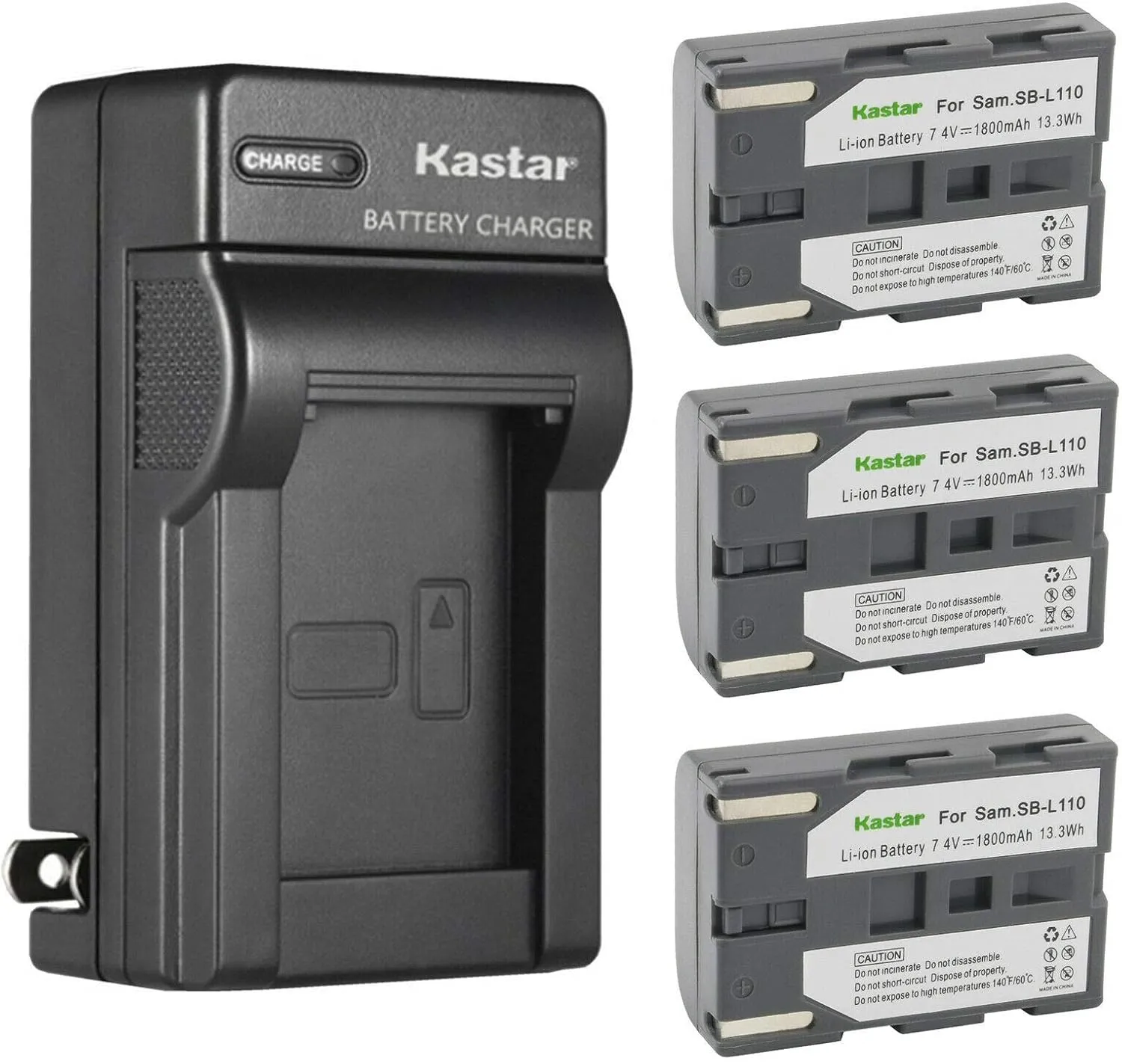 Kastar 3-Pack SB-L110 Battery and AC Wall Charger Replacement for Medion AD43-00113 Battery, Medion MD41859, MD9021, MD9021n, MD9035, MD9035n, MD9069, MD9069n, MD9090, DuoCam SC-D6040 Camera