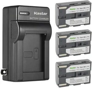 Kastar 3-Pack SB-L110 Battery and AC Wall Charger Replacement for Medion AD43-00113 Battery, Medion MD41859, MD9021, MD9021n, MD9035, MD9035n, MD9069, MD9069n, MD9090, DuoCam SC-D6040 Camera