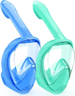 Kids Snorkel Mask Full Face, Snorkeling Gear for Kids 2-14 with Camera Mount, 180 Degree Panoramic View Snorkeling Set Anti-Fog Anti-Leak