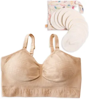 Kindred Bravely Hands Free Pumping Bra Bundle with Organic Washable Breast Pads 10-Pack