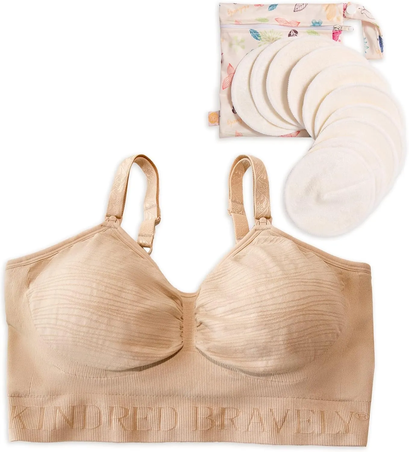 Kindred Bravely Hands Free Pumping Bra Bundle with Organic Washable Breast Pads 10-Pack