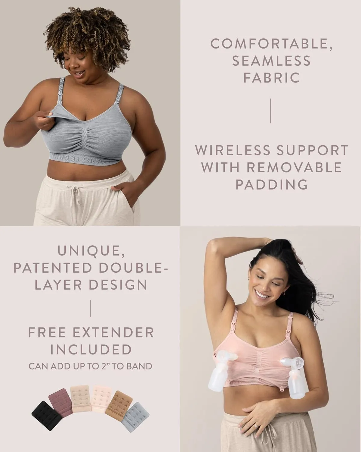 Kindred Bravely Sublime Pumping Bra Hands Free, Adjustable Pumping & Nursing Bra with EasyClip for All Breast Pumps