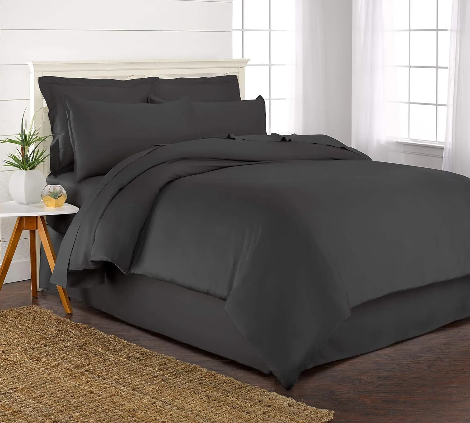 King Duvet Cover by Pure Bamboo, 3 Piece Set, Genuine 100% Organic Viscose Derived from Bamboo, Luxuriously Soft and Cooling, 2 Pillowcases (King, Charcoal)