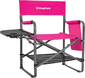 KingCamp Directors Camping Chair with Side Table Heavy Duty Support 300LBS Folding Camp Chairs for Adults with Pockets Outdoor Portable Folding Camp Chair for Beach, Fishing,Trip,Picnic,Lawn,Concert