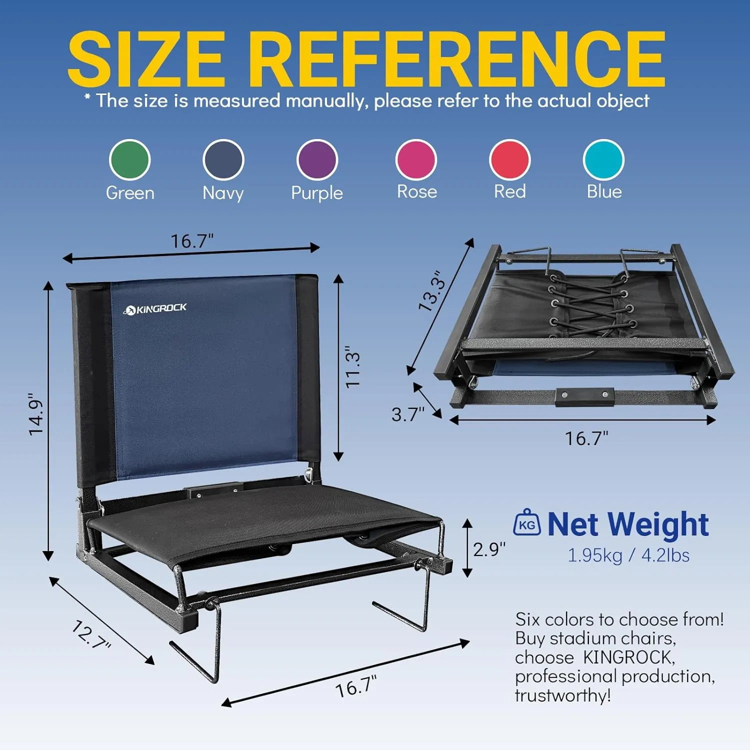 KINGROCK Stadium Seats for Bleachers with Back Support, Portable Folding Padded Stadium seat