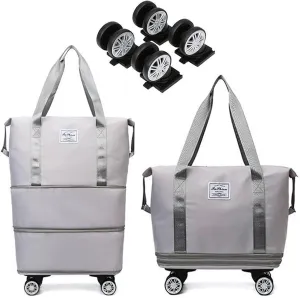 Klarson Expandable Bag with Wheels - New Scratch Expandable Travel Duffle Bag with Wheels, Foldable Suitcase without Handl (C)