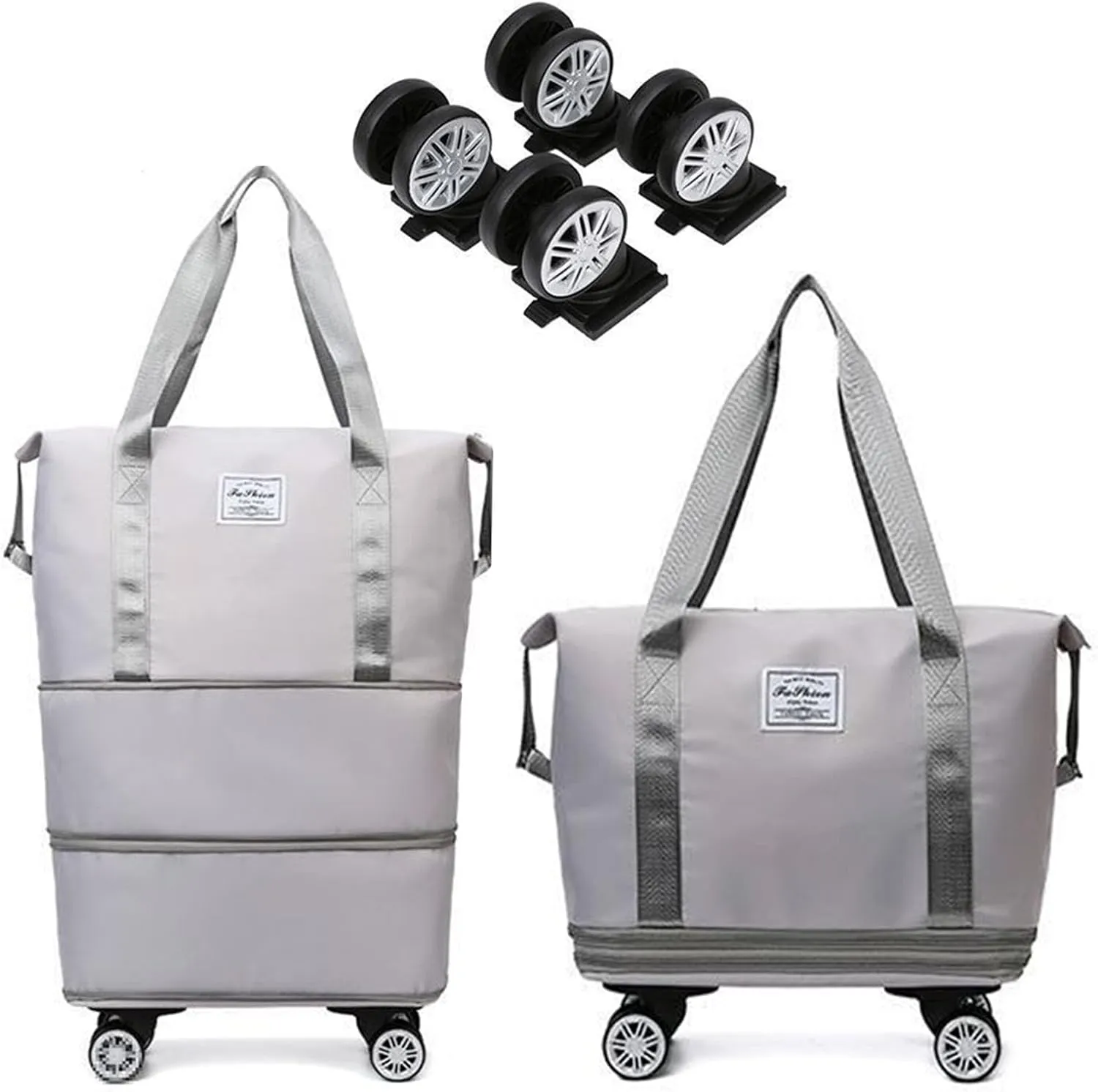 Klarson Expandable Bag with Wheels - New Scratch Expandable Travel Duffle Bag with Wheels, Foldable Suitcase without Handl (C)