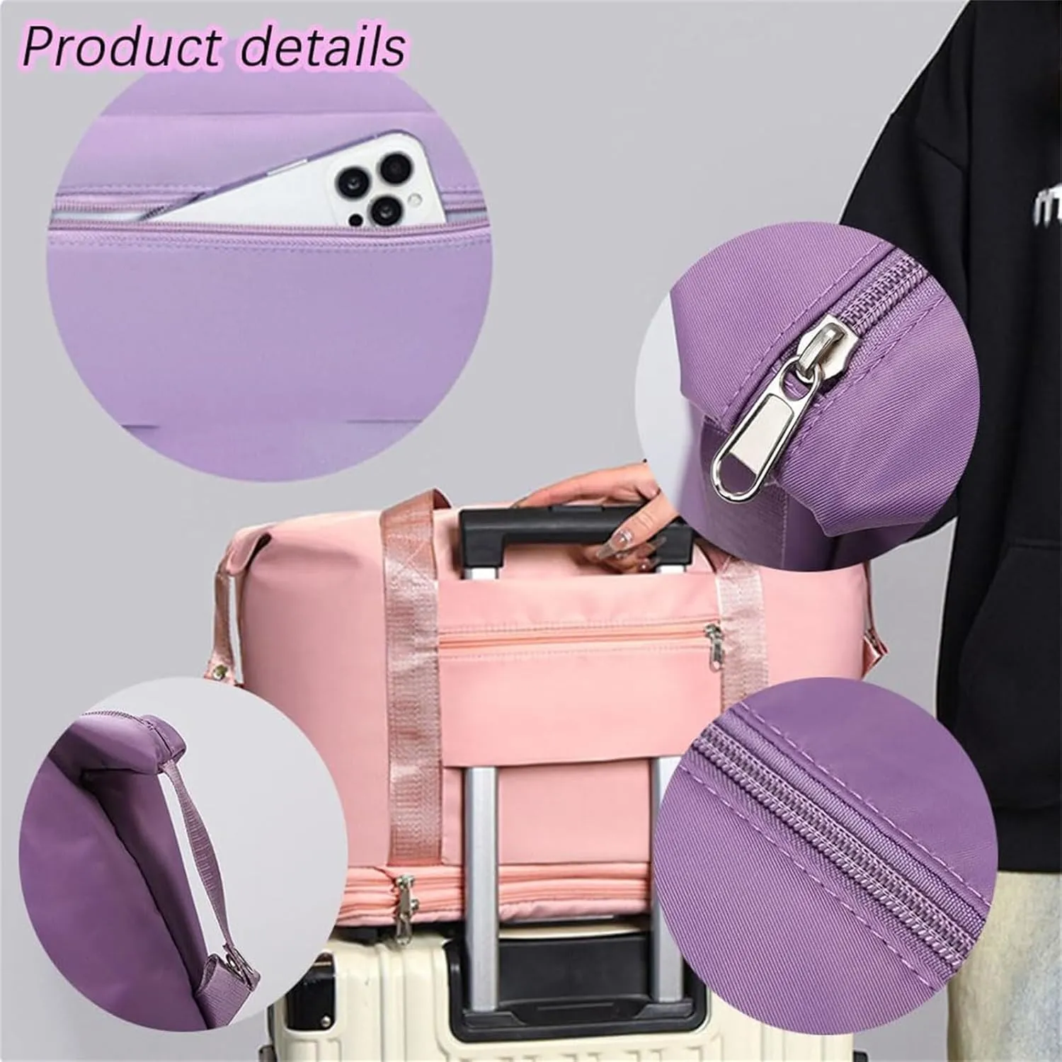 Klarson Expandable Bag with Wheels - New Scratch Expandable Travel Duffle Bag with Wheels, Foldable Suitcase without Handl (C)