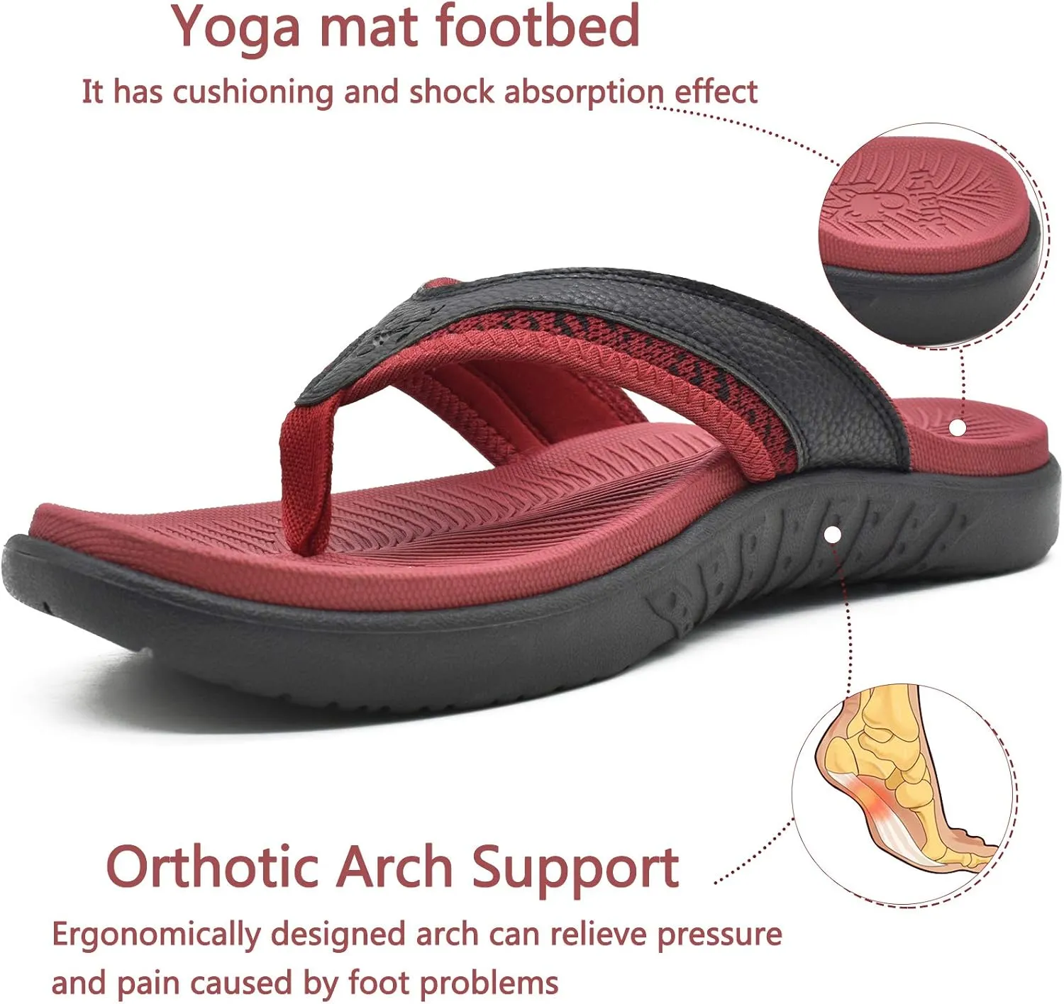 KuaiLu Mens Sport Flip Flops Comfort Orthotic Thong Sandals with Plantar Fasciitis Arch Support Outdoor Summer Beach Size 7~15