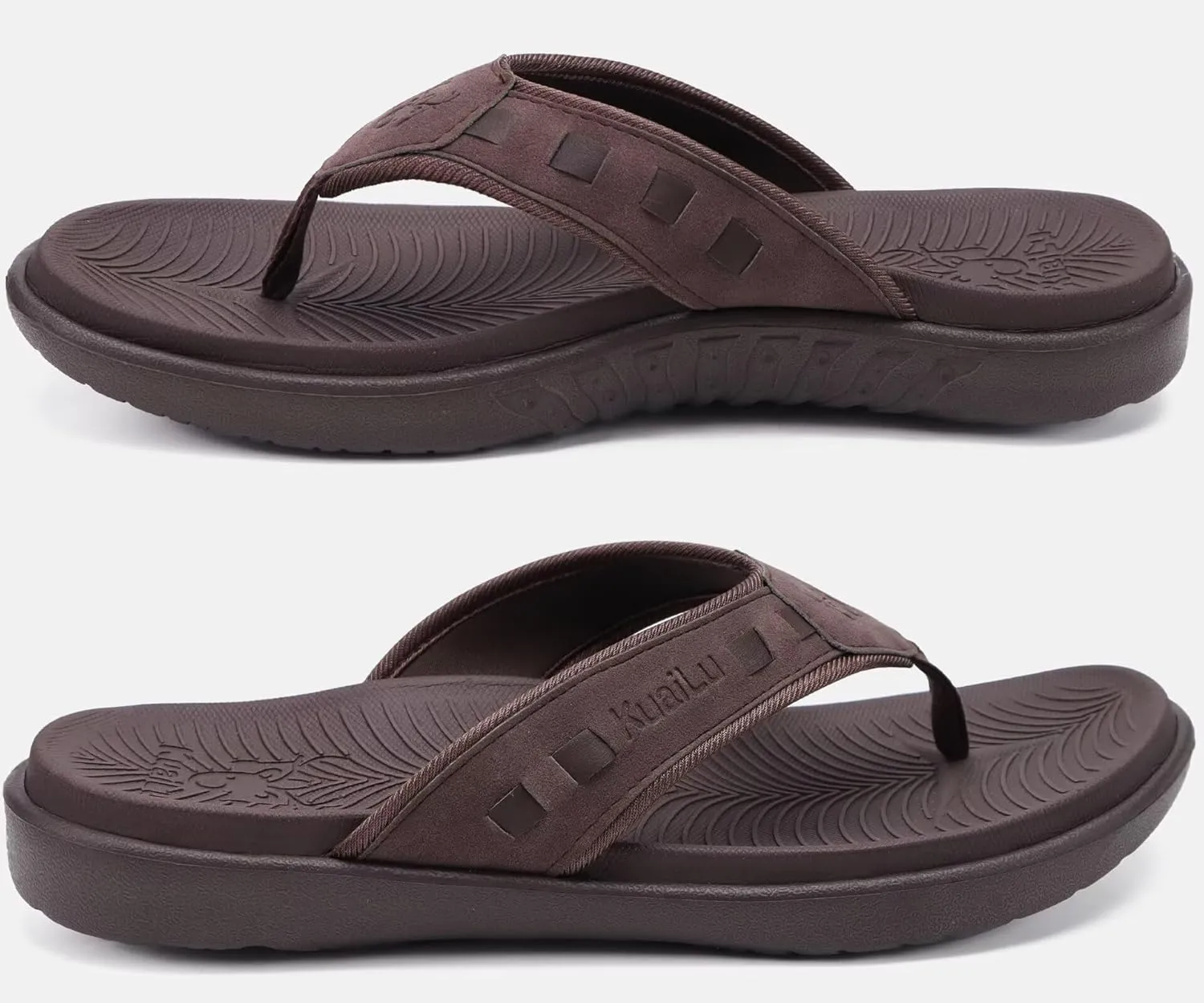 KuaiLu Mens Sport Flip Flops Comfort Orthotic Thong Sandals with Plantar Fasciitis Arch Support Outdoor Summer Beach Size 7~15