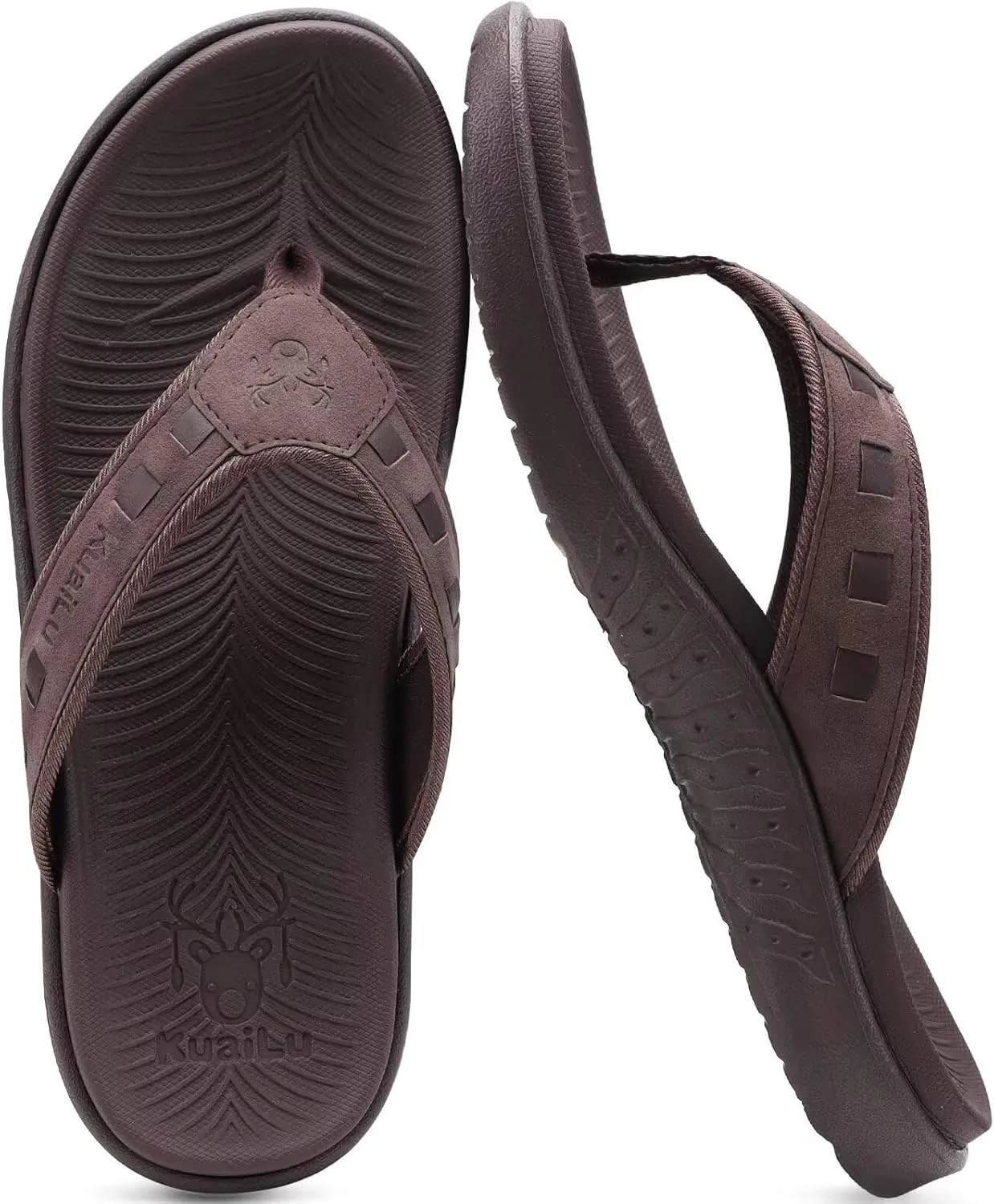 KuaiLu Mens Sport Flip Flops Comfort Orthotic Thong Sandals with Plantar Fasciitis Arch Support Outdoor Summer Beach Size 7~15