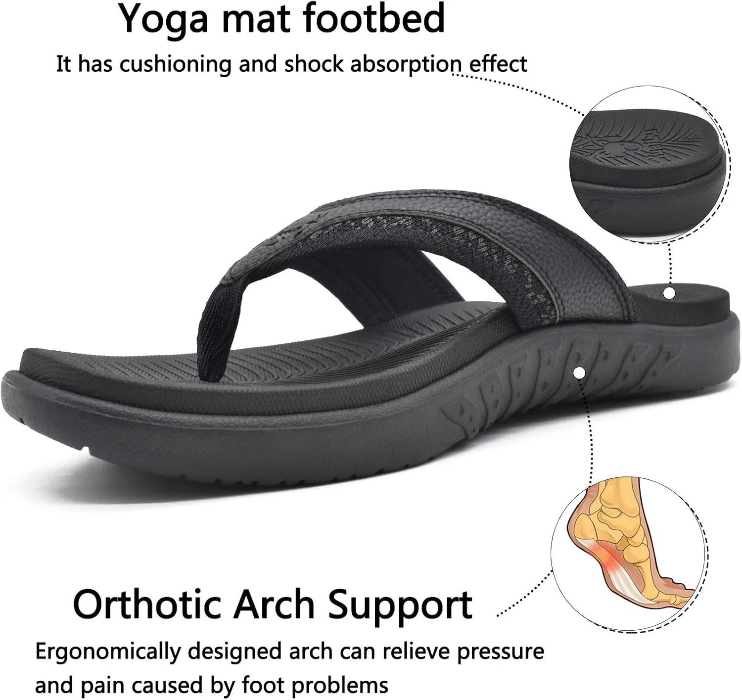 KuaiLu Mens Sport Flip Flops Comfort Orthotic Thong Sandals with Plantar Fasciitis Arch Support Outdoor Summer Beach Size 7~15