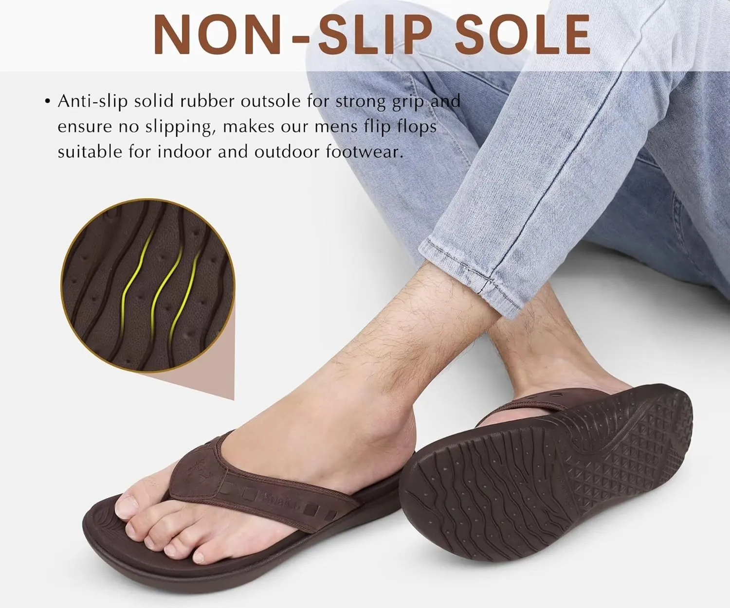 KuaiLu Mens Sport Flip Flops Comfort Orthotic Thong Sandals with Plantar Fasciitis Arch Support Outdoor Summer Beach Size 7~15