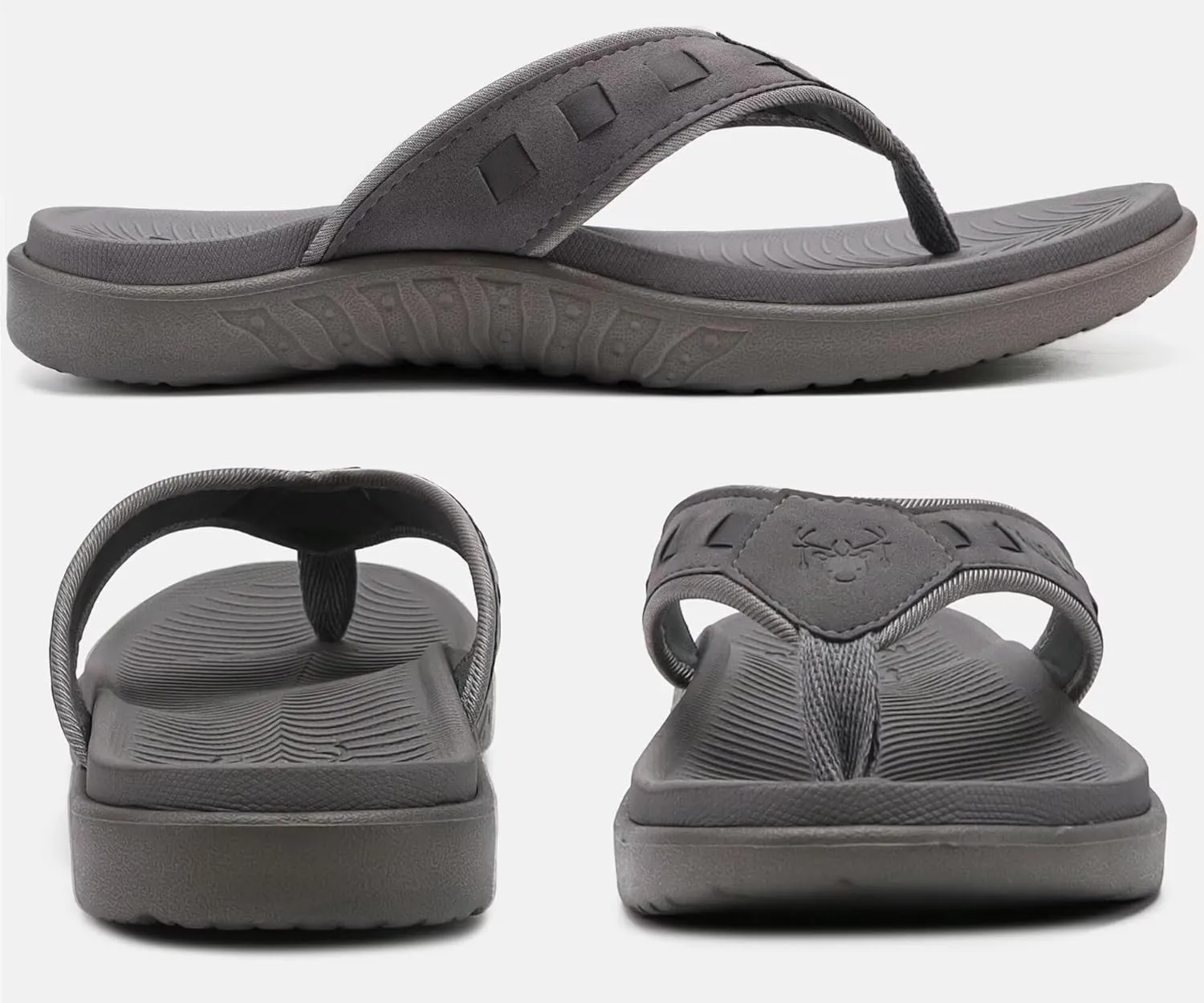 KuaiLu Mens Sport Flip Flops Comfort Orthotic Thong Sandals with Plantar Fasciitis Arch Support Outdoor Summer Beach Size 7~15