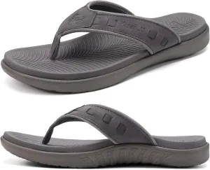 KuaiLu Mens Sport Flip Flops Comfort Orthotic Thong Sandals with Plantar Fasciitis Arch Support Outdoor Summer Beach Size 7~15