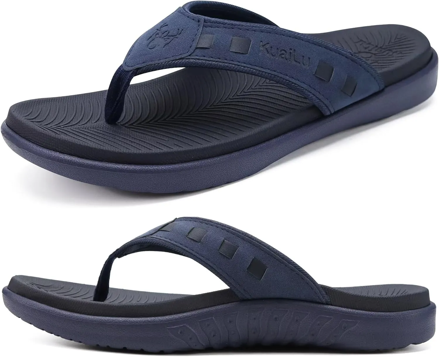 KuaiLu Mens Sport Flip Flops Comfort Orthotic Thong Sandals with Plantar Fasciitis Arch Support Outdoor Summer Beach Size 7~15