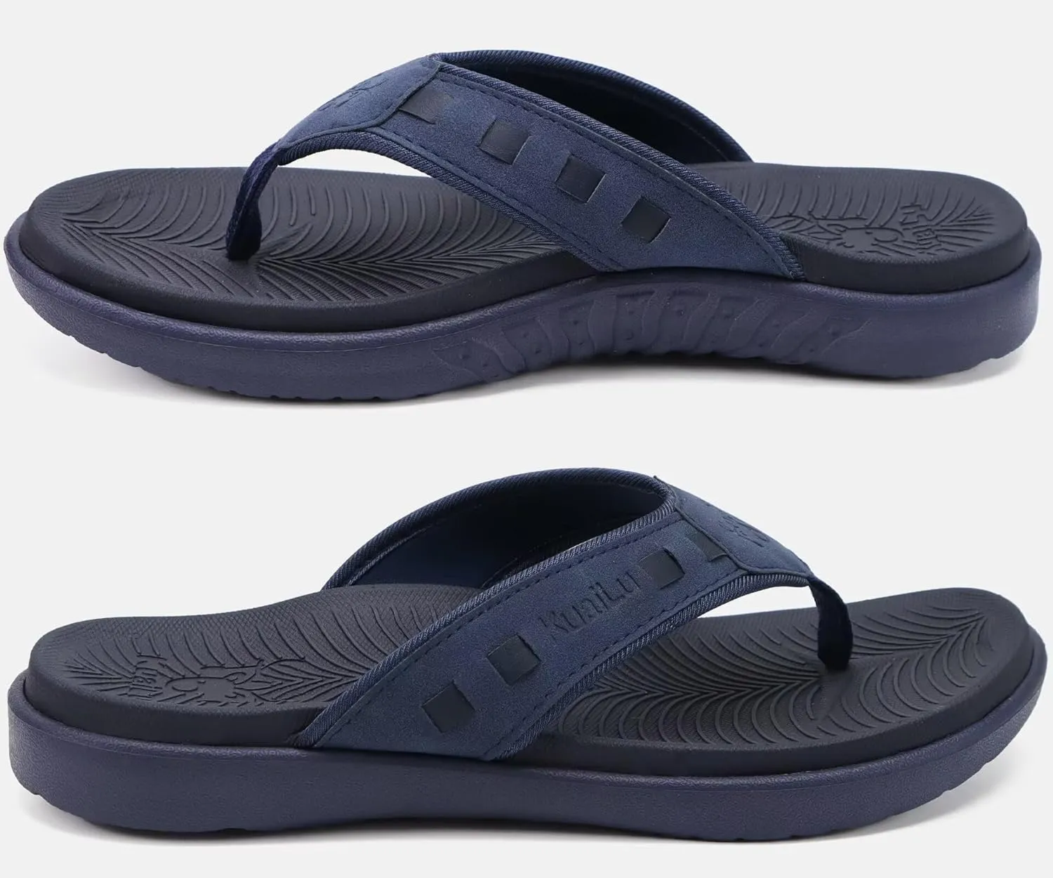 KuaiLu Mens Sport Flip Flops Comfort Orthotic Thong Sandals with Plantar Fasciitis Arch Support Outdoor Summer Beach Size 7~15