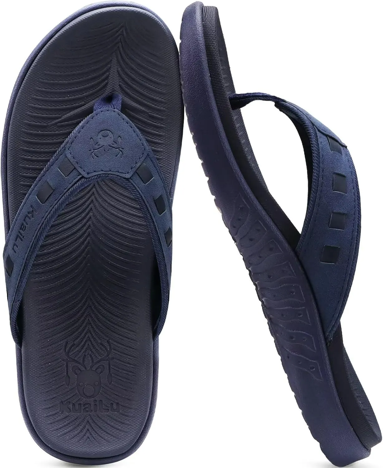 KuaiLu Mens Sport Flip Flops Comfort Orthotic Thong Sandals with Plantar Fasciitis Arch Support Outdoor Summer Beach Size 7~15