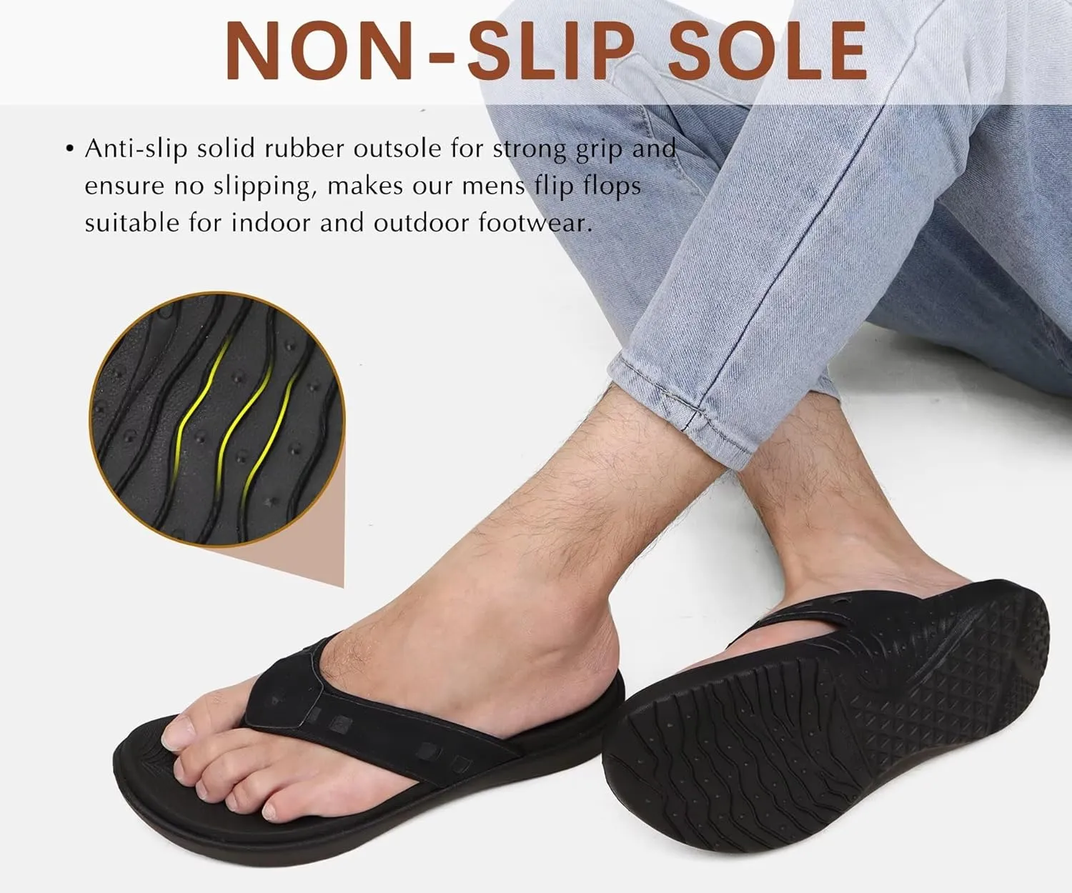 KuaiLu Mens Sport Flip Flops Comfort Orthotic Thong Sandals with Plantar Fasciitis Arch Support Outdoor Summer Beach Size 7~15