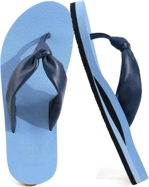 KuaiLu Womens Flip Flops With Arch Support Comfortable Yoga Mat Cushion Thong Leather Sandals for Ladies Fashion Slip On Summer Beach Walking Slides Indoor Outdoor Travel Orthotic Slippers