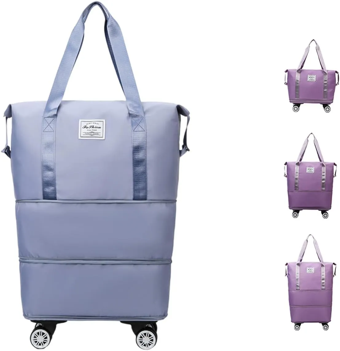 Kulken Travel Bag with Wheels, 2025 New Large Capacity Travel Bag with Removable Wheels, For Short Waterproof Travel Storage Bags (Light Blue)