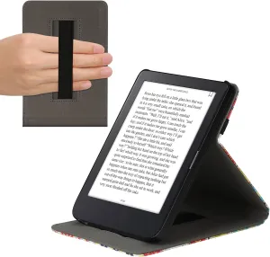 kwmobile Cover Compatible with Kobo Clara 2E / Tolino Shine 4 Case - Stand   Strap - Moroccan Vibes in Multicolor Blue/Red/Light Brown