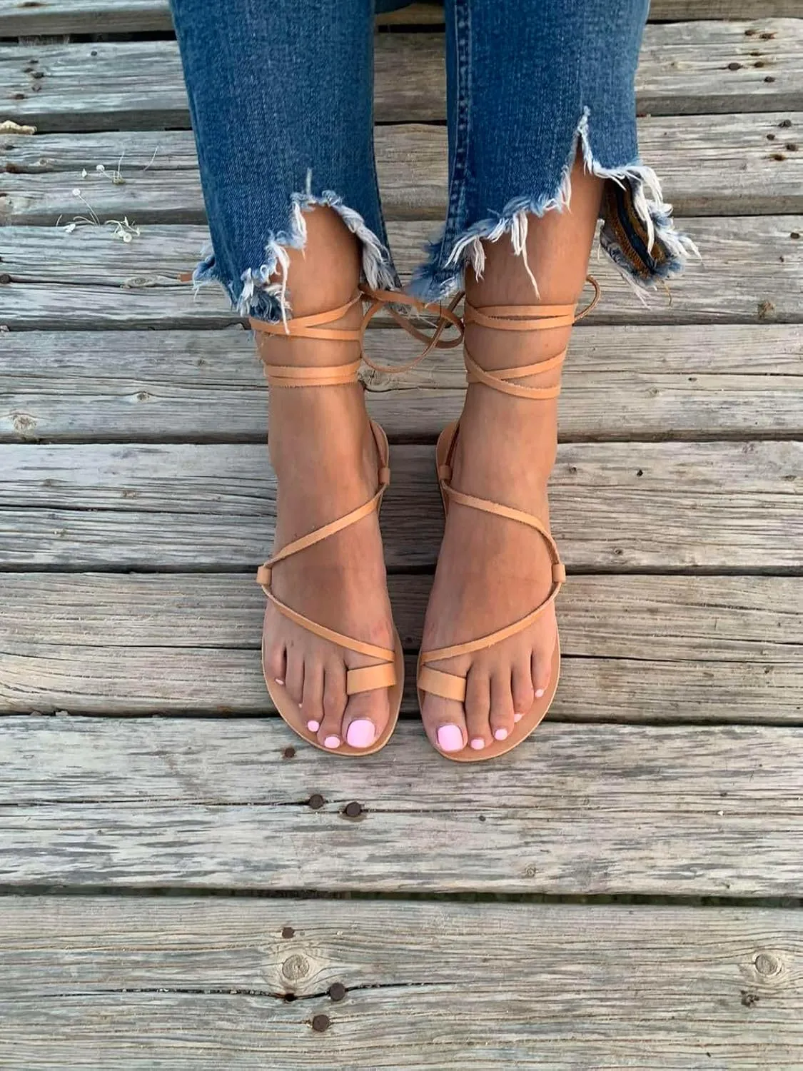 Lace Up Sandals, Beach Shoes, Toe Ring Sandals, Women Tie up flip Flops, Leather sliders, Black Greek Leather Sandals, Tie Up Leather Sandals, Lace up Sandals Gladiator sandals, ring toe sandals, Summer Leather Sandals,Women shoes (39, Beige)