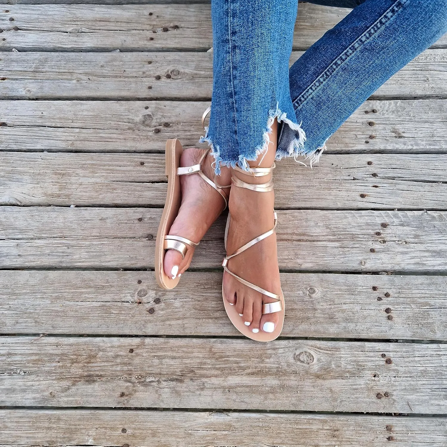 Lace Up Sandals, Beach Shoes, Toe Ring Sandals, Women Tie up flip Flops, Leather sliders, Black Greek Leather Sandals, Tie Up Leather Sandals, Lace up Sandals Gladiator sandals, ring toe sandals, Summer Leather Sandals,Women shoes (39, Beige)