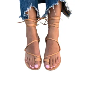 Lace Up Sandals, Beach Shoes, Toe Ring Sandals, Women Tie up flip Flops, Leather sliders, Black Greek Leather Sandals, Tie Up Leather Sandals, Lace up Sandals Gladiator sandals, ring toe sandals, Summer Leather Sandals,Women shoes (39, Beige)