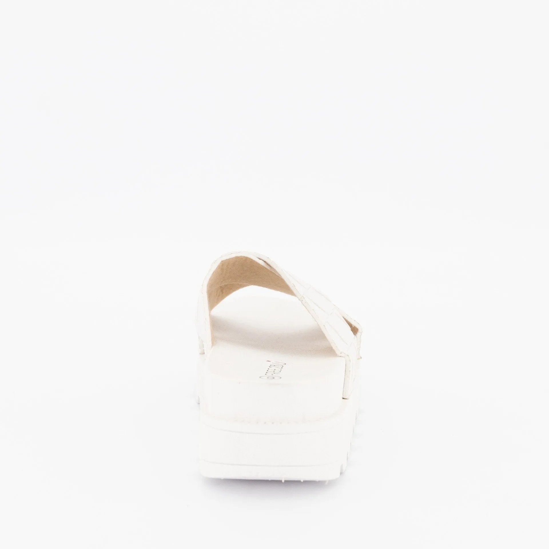 Ladies Emboosed Cross-Over Cleated Platform Mule - White