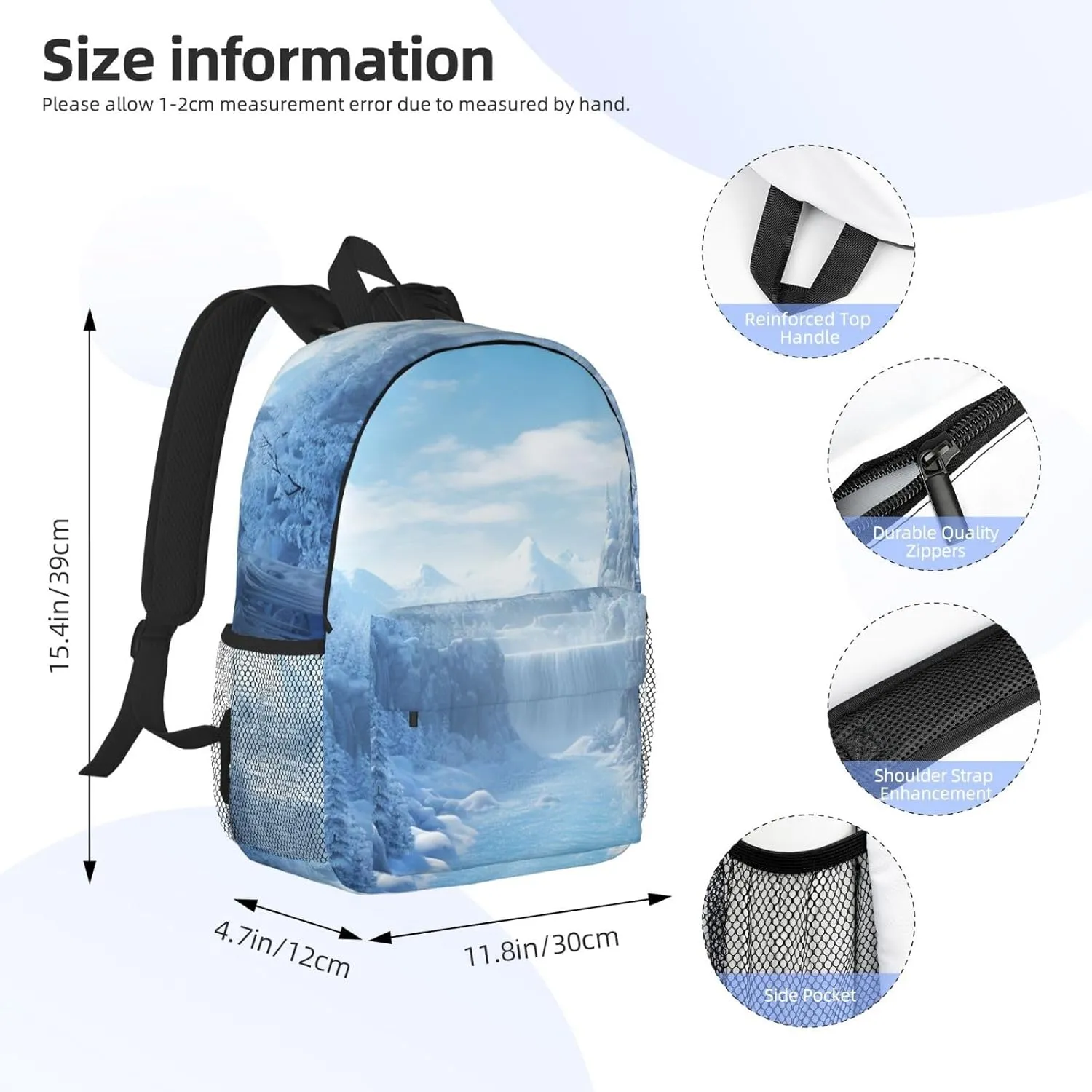 Laptop Backpack Lightweight Backpack for Men Women Daypack Snow Ice World Laptop Bag Casual Backpack for Travel
