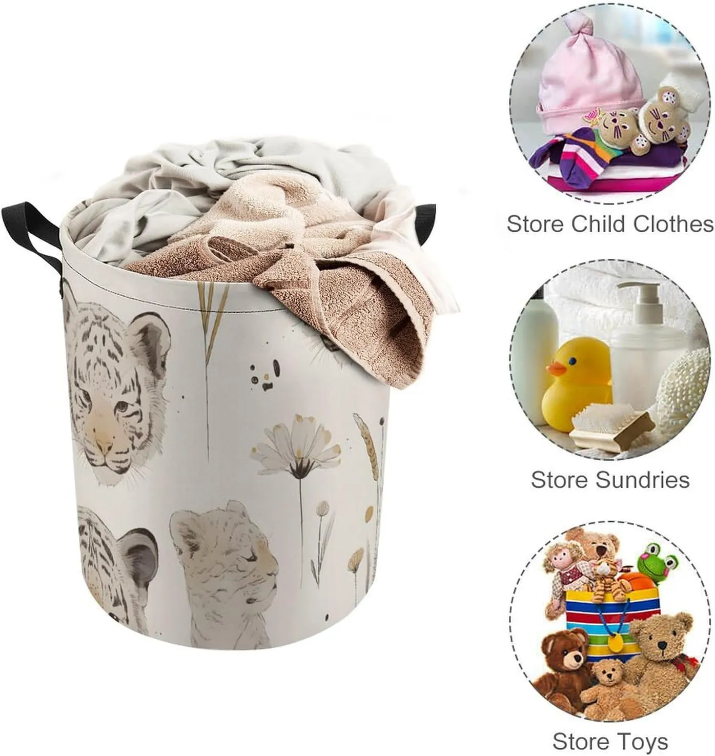 Laundry Hampers, Large Drawstring Laundry Bag, Removable Laundry Bags, Collapsible Storage Bin with Handles for Home Organization, Kids Room, Nursery Adaptation