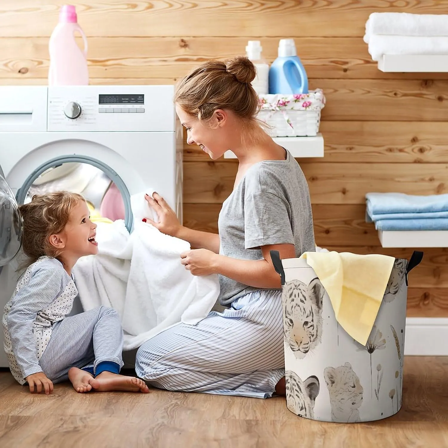 Laundry Hampers, Large Drawstring Laundry Bag, Removable Laundry Bags, Collapsible Storage Bin with Handles for Home Organization, Kids Room, Nursery Adaptation