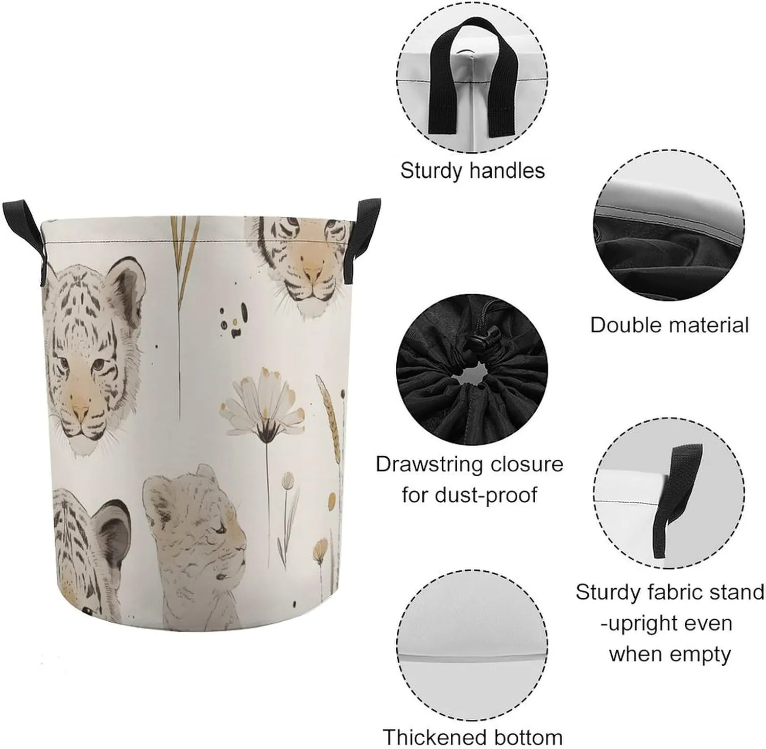 Laundry Hampers, Large Drawstring Laundry Bag, Removable Laundry Bags, Collapsible Storage Bin with Handles for Home Organization, Kids Room, Nursery Adaptation