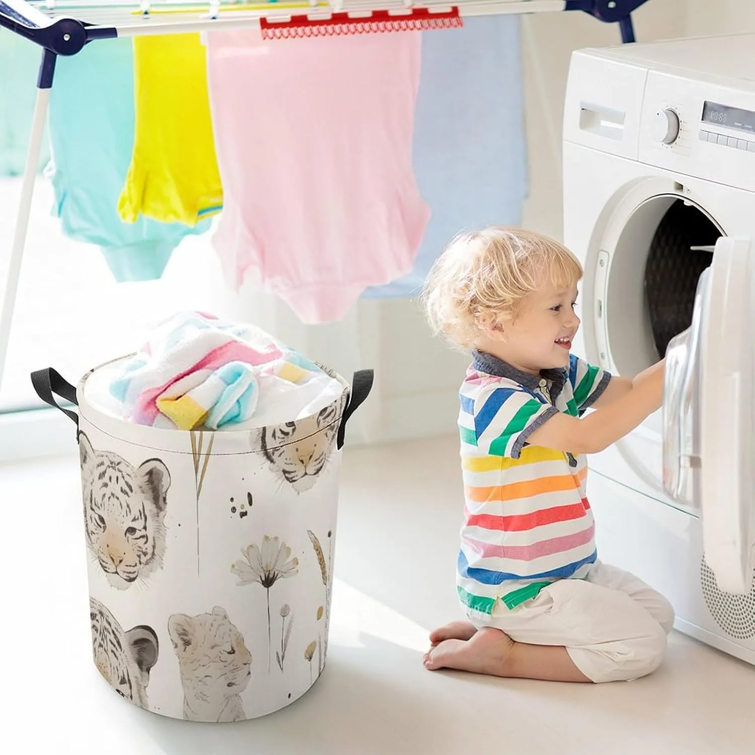 Laundry Hampers, Large Drawstring Laundry Bag, Removable Laundry Bags, Collapsible Storage Bin with Handles for Home Organization, Kids Room, Nursery Adaptation
