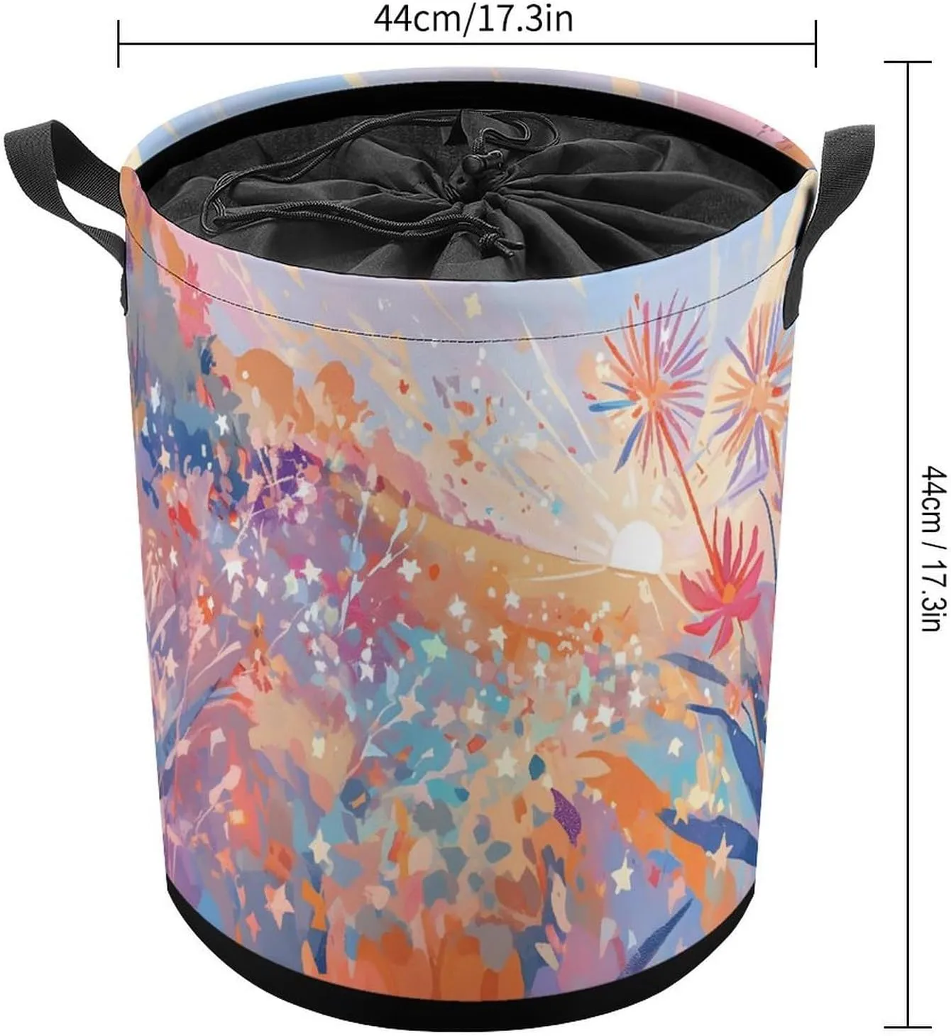 Laundry Hampers, Large Drawstring Laundry Bag, Removable Laundry Bags, Collapsible Storage Bin with Handles for Home Organization, Kids Room, Nursery Flower